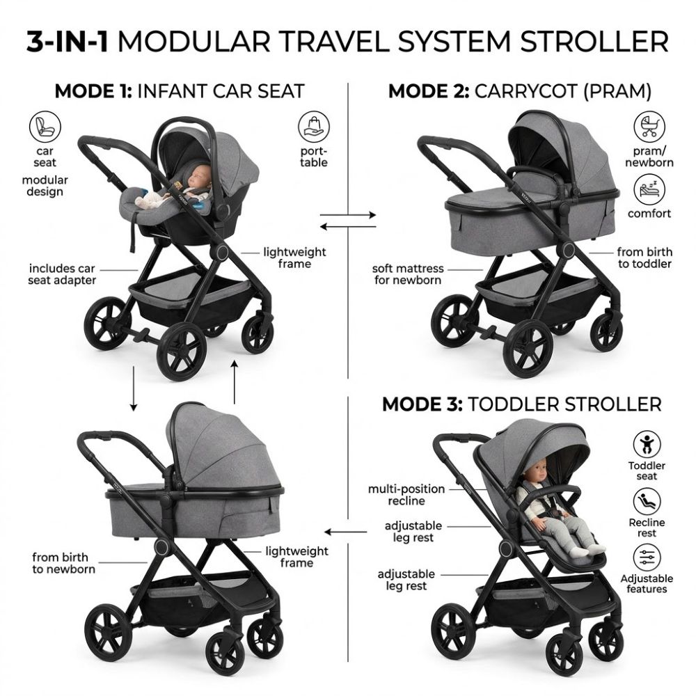 8.jpg 3-in-1 Modular Travel System Stroller - Image 1